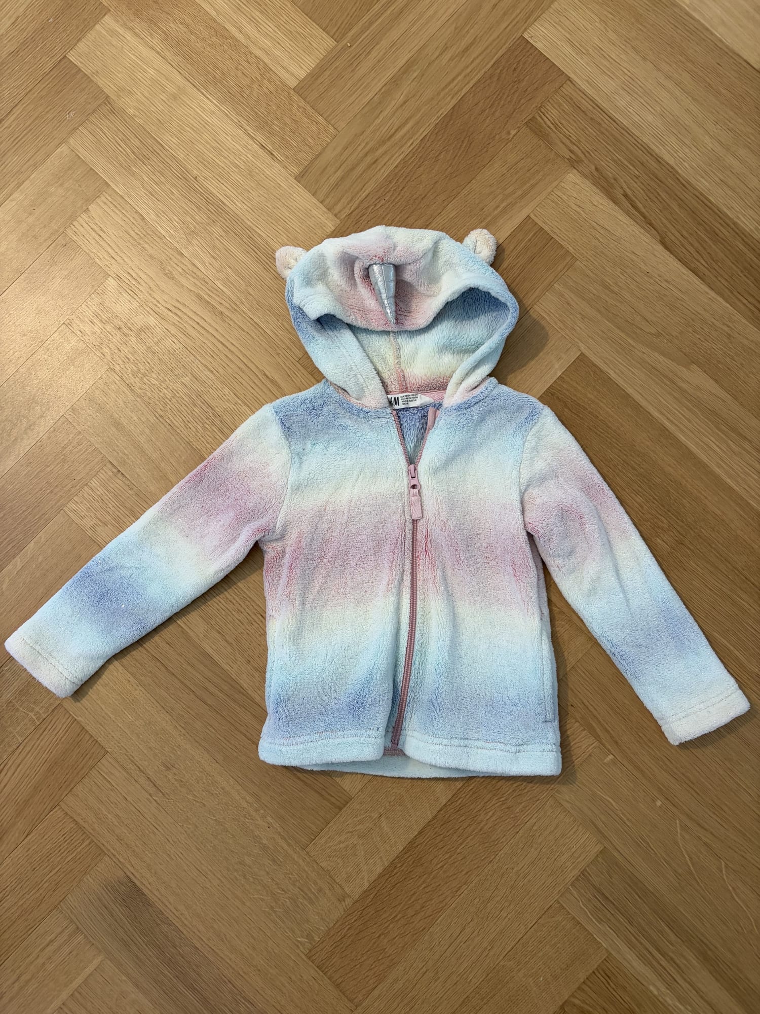 Regnbågsfleece med unicornluva, barn