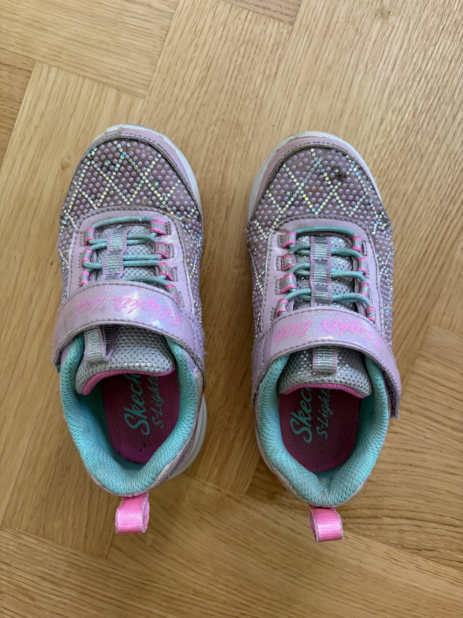 Skechers S-Lights Love, rosa glitter, barn